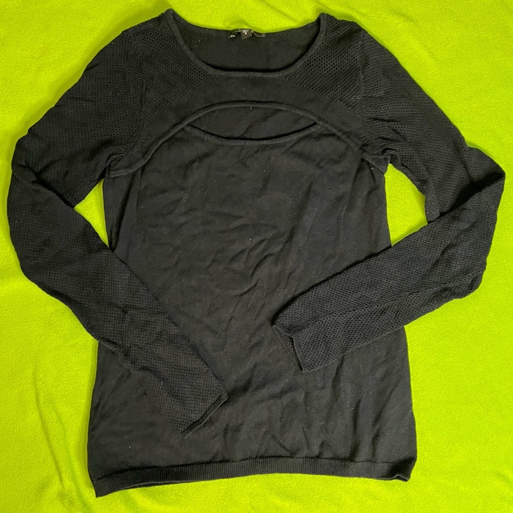 Guess Long Sleeve Black Mesh Shirt in Medium